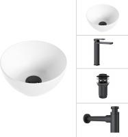 Умывальник Lauter 21601E + Cascade 21СК0655BS + сифон 21635B + дон.клапан 21190B (черный матовый)