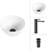 Умывальник Lauter 21601E + Cascade 21СК0655BS с донным клапаном 21190B (черный матовый)