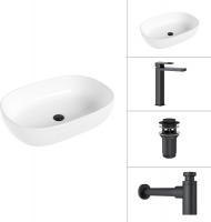 Умывальник Lauter 21836 + Cascade 21СК0655BS + сифон 21635B + дон.клапан 21190B (черный матовый)