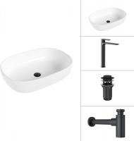 Умывальник Lauter 21836 + Reef 21CK8678BS + сифон 21635B + дон.клапан 21190B (черный матовый)