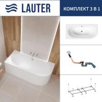 Ванна Lauter Bliss 170 L 21201071L (с каркасом и сифоном 21Y11030 хром)