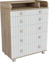 Детский комод Incanto Lunna Charm МДФ 800/5 PK-0004/13mdf (дуб/белый)