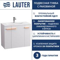 Lauter Тумба с умывальником Adri 79 + LAU80 (белый глянец)