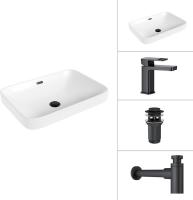 Умывальник Lauter 21441A + Cascade 21СК655BS + сифон 21635B + донный клапан 21190B (черный матовый)
