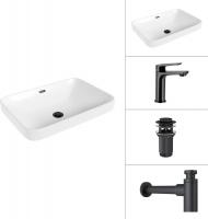 Умывальник Lauter 21441B + Sky 21СК533BS + сифон 21635B + донный клапан 21190B (черный матовый)
