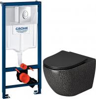Унитаз подвесной Grossman Color GR-4411BBLS + GROHE Rapid SL 38721001 (с кнопкой)