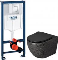 Унитаз подвесной Grossman Color GR-4411BBLS + GROHE Rapid SL 38772001 (с кнопкой)