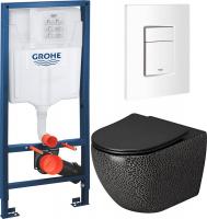 Унитаз подвесной Grossman Color GR-4411BBLS + GROHE Rapid Sl 38772SH0 (с кнопкой)