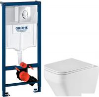 Унитаз подвесной Grossman GR-4410SQ + GROHE Rapid SL 38721001 (с кнопкой)