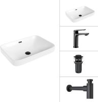 Умывальник Lauter 21441A + Sky 21СК533BS + сифон 21635B + донный клапан 21190B (черный матовый)