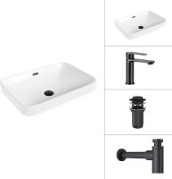 Умывальник Lauter 21441A + Moon 21СК691BS + сифон 21635B + донный клапан 21190B (черный матовый)