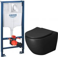 Унитаз подвесной Grossman GR-4411BMSQ + GROHE Rapid SL 39504000 (с кнопкой)