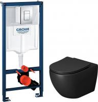 Унитаз подвесной Grossman GR-4411BMSQ + GROHE Rapid SL 38772001 (с кнопкой)