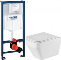 Унитаз подвесной Grossman GR-4410SQ + GROHE Rapid SL 38772001 (с кнопкой)