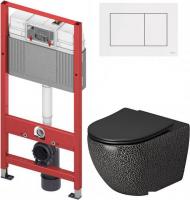 Унитаз подвесной Grossman Color GR-4411BBLS + TECE Kit 9400413 (с кнопкой)