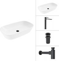 Умывальник Lauter 21393-70 + Reef 21CK8678BS + сифон 21635B + донный клапан 21190B (черный матовый)