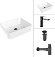Умывальник Lauter 21675 + Moon 21СК691BS + сифон 21635B + донный клапан 21190B (черный матовый)