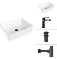 Умывальник Lauter 21675 + Sky 21СК533BS + сифон 21635B + донный клапан 21190B (черный матовый)