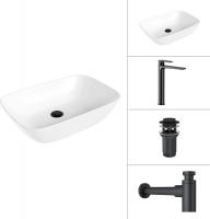 Умывальник Lauter 21454 + Reef 21CK8678BS + сифон 21635B + дон.клапан 21190B (черный матовый)