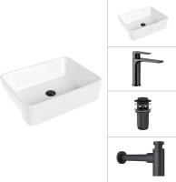 Умывальник Lauter 21675 + Reef 21CK678BS + сифон 21635B + донный клапан 21190B (черный матовый)