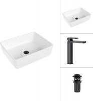 Умывальник Lauter 21674 + Cascade 21СК0655BS с донным клапаном 21190B (черный матовый)