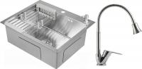Кухонная мойка Saniteco 6050 + Forma 21FM519F (с сифоном, дозатором и коландером)
