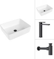 Умывальник Lauter 21674 + Cascade 21СК0655BS с сифоном 21635B (черный матовый)