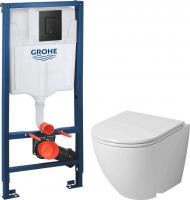 Унитаз подвесной Grossman GR-4455SQ + GROHE Solido 38811KF0 (с сиденьем, с кнопкой)