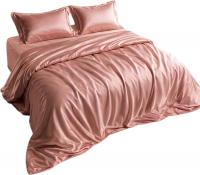 Евро комплект постельного белья Goldtex Евро Perle Tencel Корал 7465
