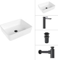 Умывальник Lauter 21674 + Cascade 21СК0655BS + сифон 21635B + дон.клапан 21190B (черный матовый)