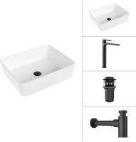 Умывальник Lauter 21674 + Reef 21CK8678BS + сифон 21635B + дон.клапан 21190B (черный матовый)