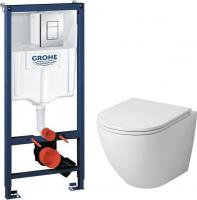 Унитаз подвесной Grossman GR-4455SQ + GROHE Rapid SL 38772001 (с сиденьем, с кнопкой)