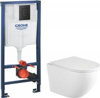 Унитаз подвесной Saniteco Torando T-203MW + GROHE Solido 38811KF0 (с кнопкой черный матовый)