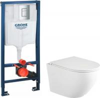 Унитаз подвесной Saniteco Torando T-203MW + GROHE Rapid SL 38772001 (с кнопкой хром)