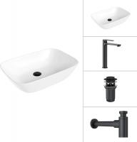 Умывальник Lauter 21454 + Moon 21СК8691BS + сифон 21635B + дон.клапан 21190B (черный матовый)