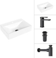 Умывальник Lauter 21887B + Cascade 21СК655BS + сифон 21635B + донный клапан 21190B (черный матовый)