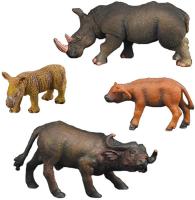Набор фигурок Masai Mara Мир диких животных. Семья буйволов и семья носорогов MM211-241
