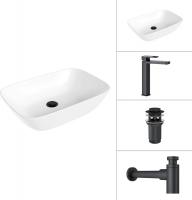 Умывальник Lauter 21454 + Cascade 21СК0655BS + сифон 21635B + дон.клапан 21190B (черный матовый)