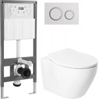 Унитаз подвесной Saniteco KW-99046 + 501 + K01-W (с кнопкой, белый)