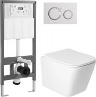Унитаз подвесной Saniteco KW-9004WS + 501 + K01-W (с кнопкой ,белый)