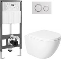 Унитаз подвесной Saniteco KW-9003WT + 501 + K01-W (с кнопкой, белый)