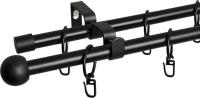 Карниз для штор Delfa Раздвижной Двухрядный СК-34Т/120-210/2Р (черный, 1.2-2.1м)
