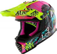 Мотошлем LS2 MX437 Fast II Mini Gorilla (M, фиолетовый)