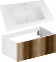 ЗОВ Тумба с умывальником Кито 80 K80LW0MRM + Oliveeka Looma T80WF (белый/тростник/белый)