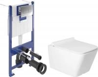 Унитаз подвесной Saniteco KW-9004W + Villeroy & Boch Viconnect Pro S 92122869 (кнопка хром)