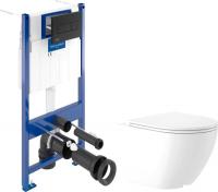 Унитаз подвесной Saniteco KW-9003WT + Villeroy & Boch 92122870 921228AN (кнопка черная)