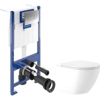 Унитаз подвесной Saniteco KW-9003WT + Villeroy & Boch Viconnect Pro S 92122869 (кнопка хром)