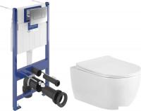 Унитаз подвесной Saniteco Rimless R-209W + Villeroy & Boch Viconnect Pro S 92122869 (кнопка хром)