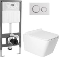 Унитаз подвесной Saniteco KW-9004W + 501 + K01-W (с кнопкой ,белый)