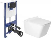 Унитаз подвесной Saniteco KW-9004W + Villeroy & Boch 92122870 921228AN (кнопка черная)
